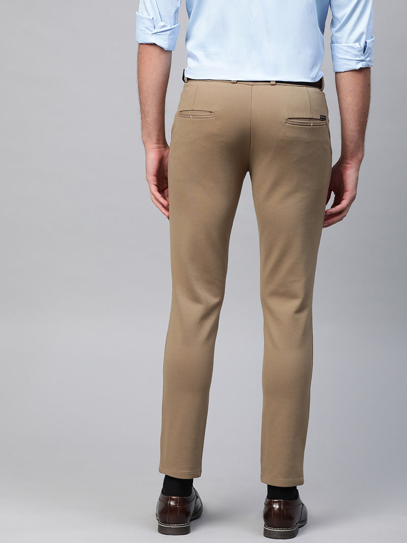 Khaki: Wrinkle Free Stretchable Knitted Chinos