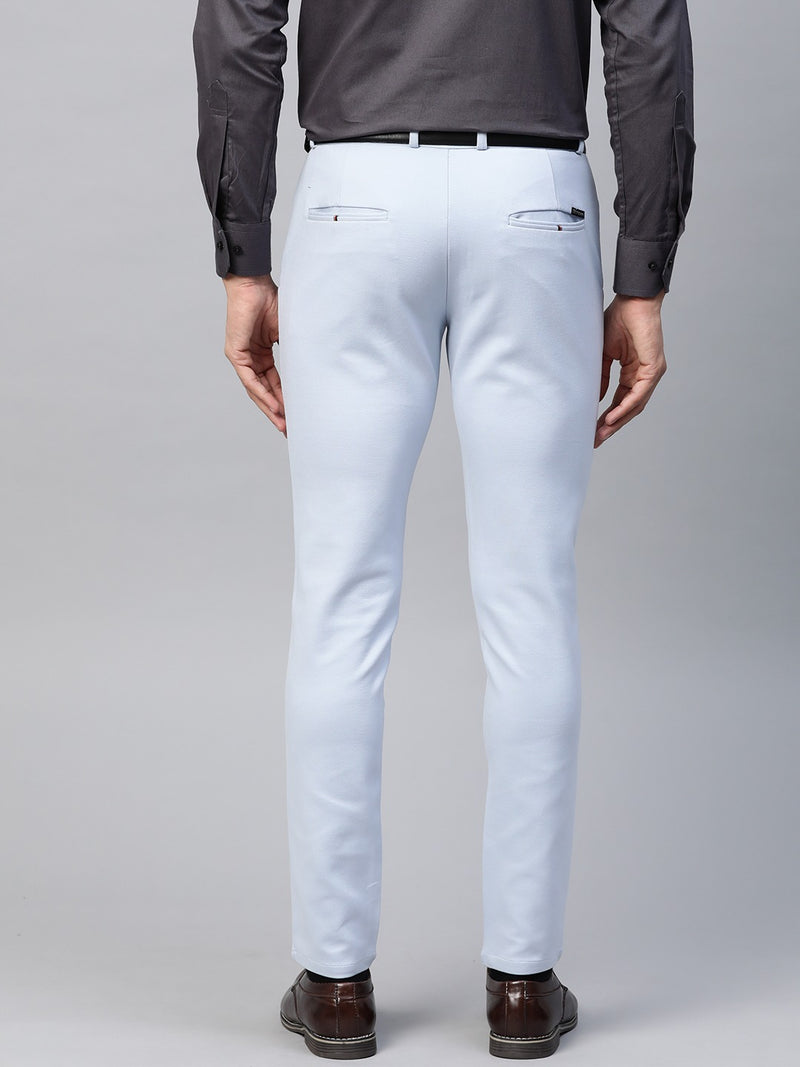 Blue: Wrinkle Free Stretchable Knitted Chinos