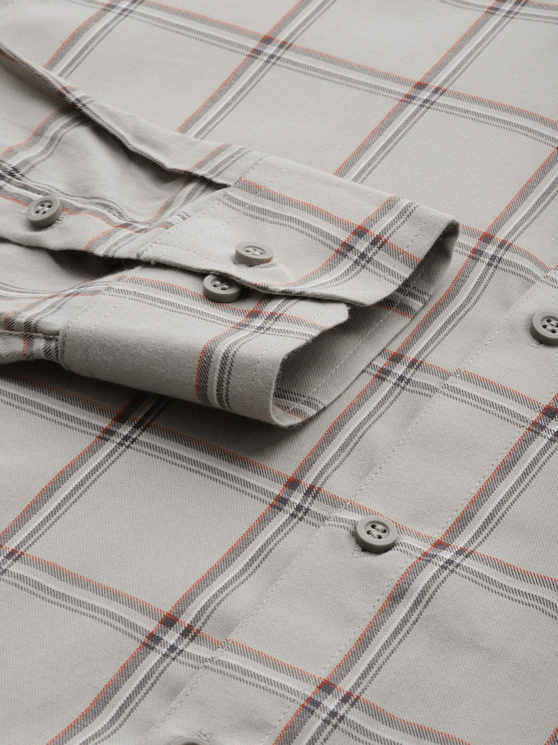 DENNISON Men Smart Windowpane Checks Formal Shirt