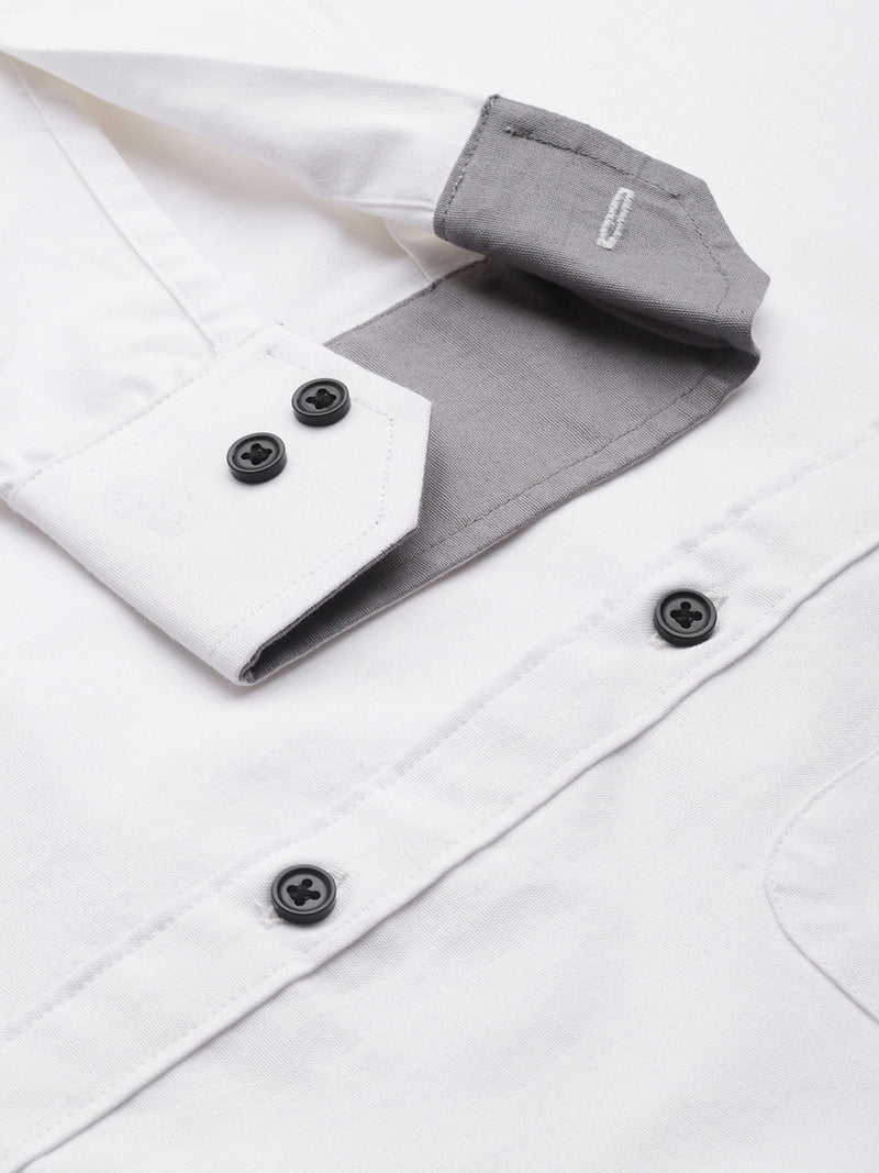 DENNISON Men White Smart Slim Fit Casual Shirt