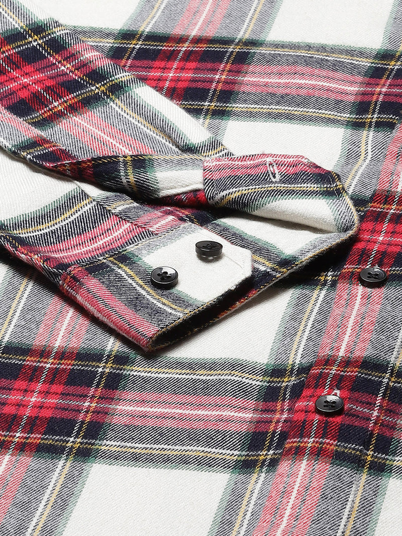 Men Smart Tartan Checked Cotton Casual Shirt