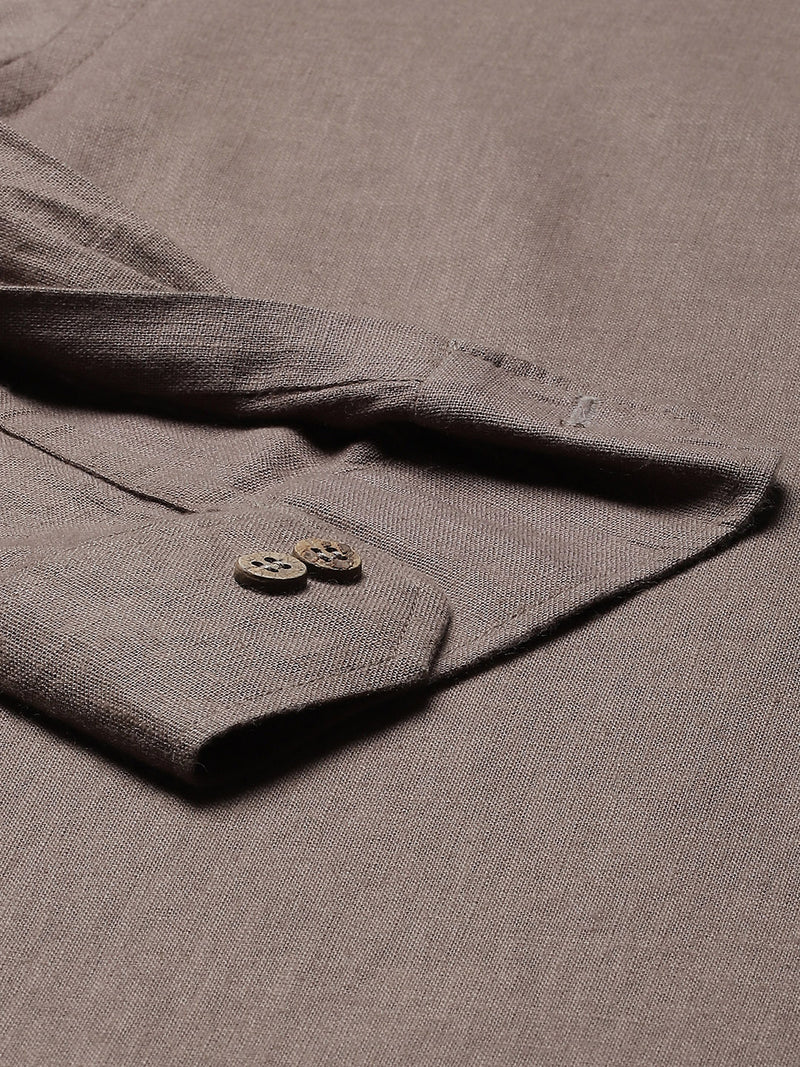 Men Brown Comfort Slim Fit Short Kurta