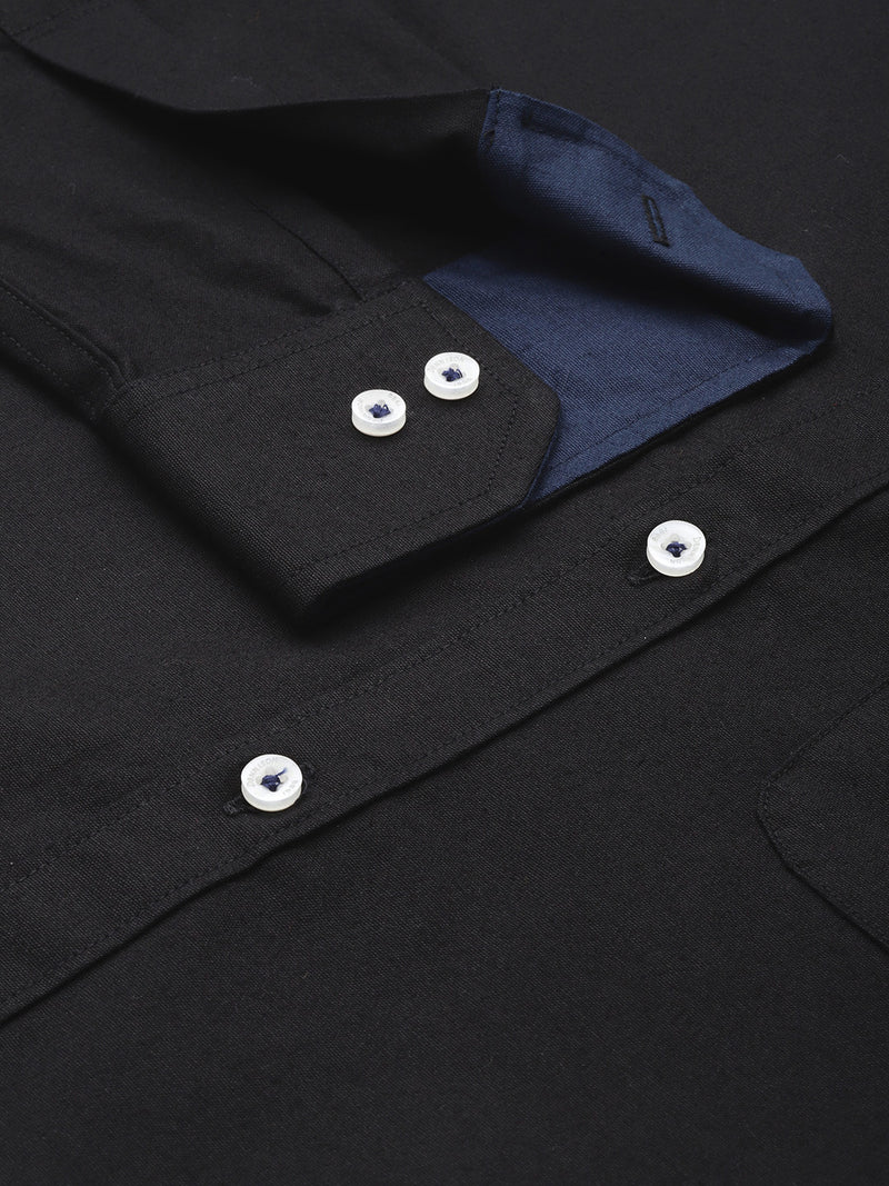 DENNISON Men Black Smart Slim Fit Casual Shirt