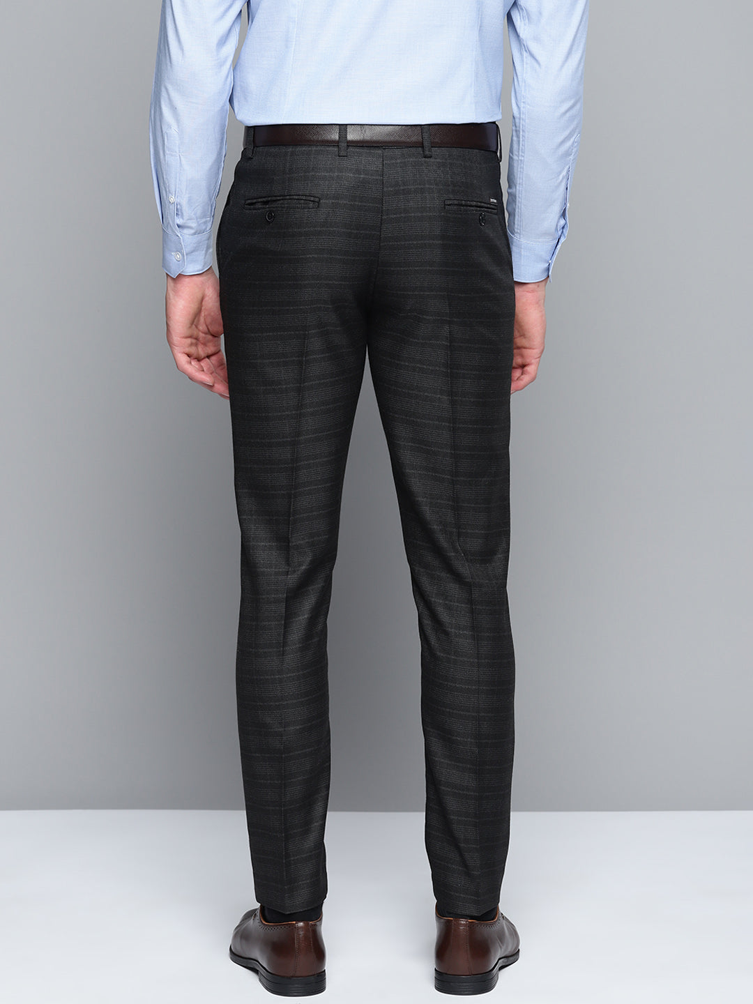 DENNISON Men Smart Self Design Tapered Fit Formal Trousers