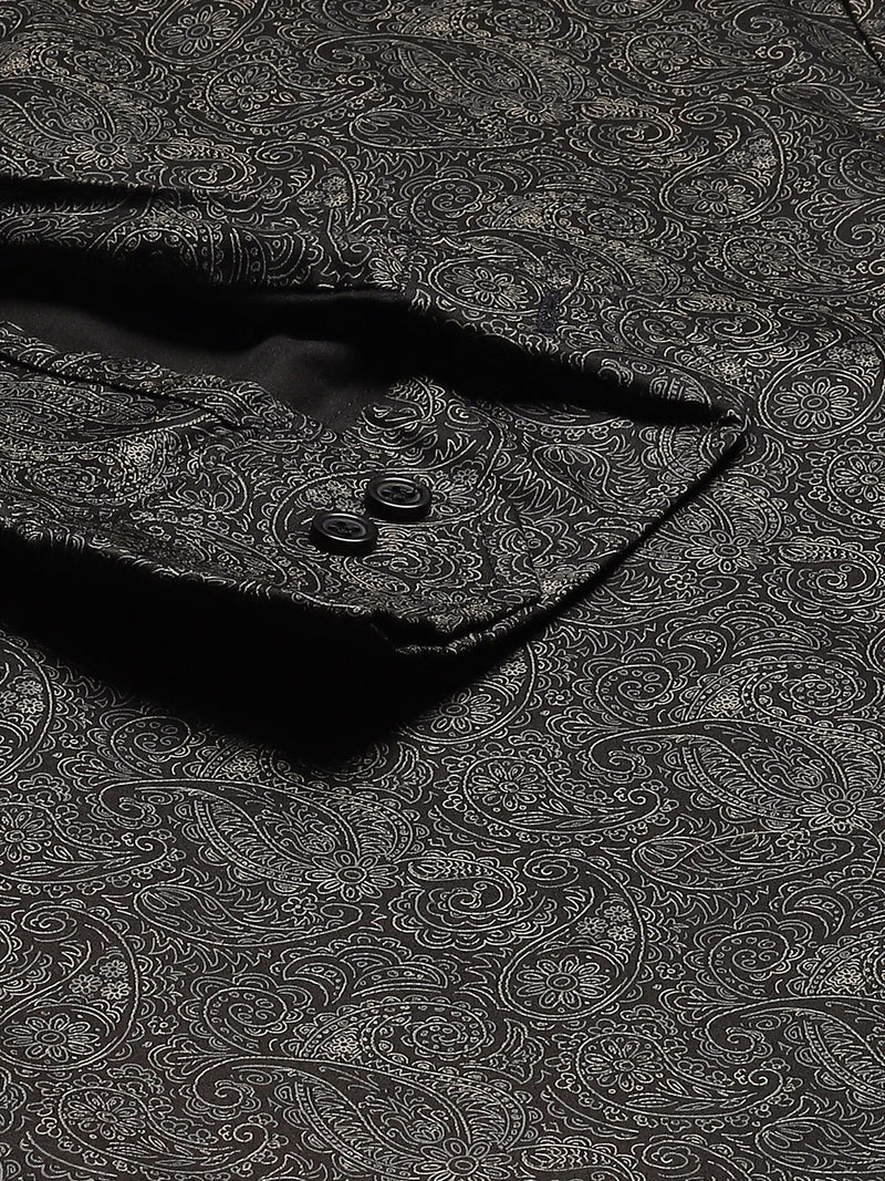 DENNISON Men Black Smart Slim Fit Printed Formal Shirt