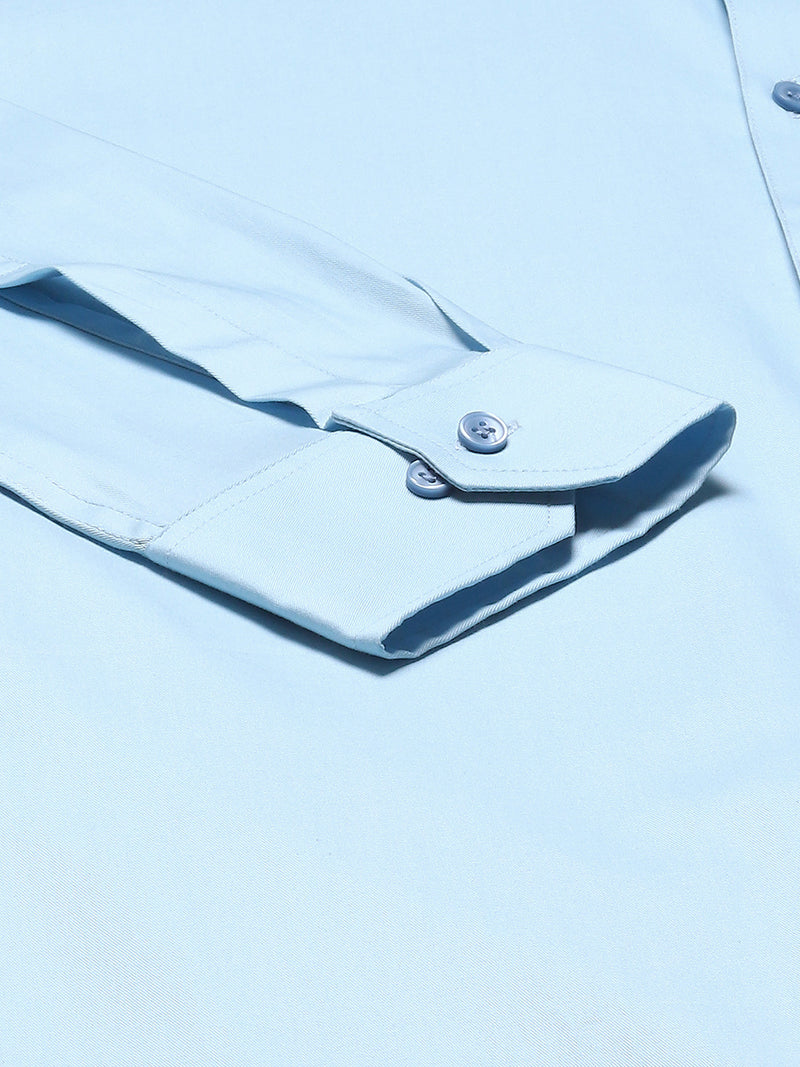Men Blue Solid Smart Slim Fit Water Repellent Shirt