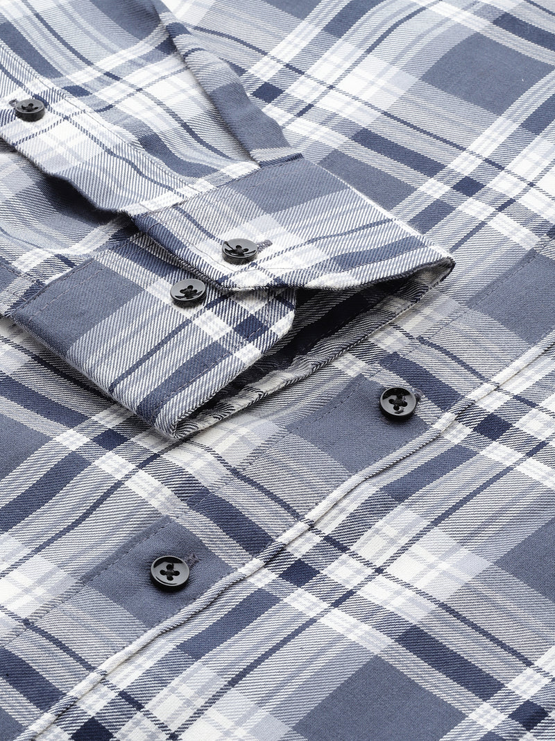 Smart Slim Fit Tartan Checks Formal Shirt