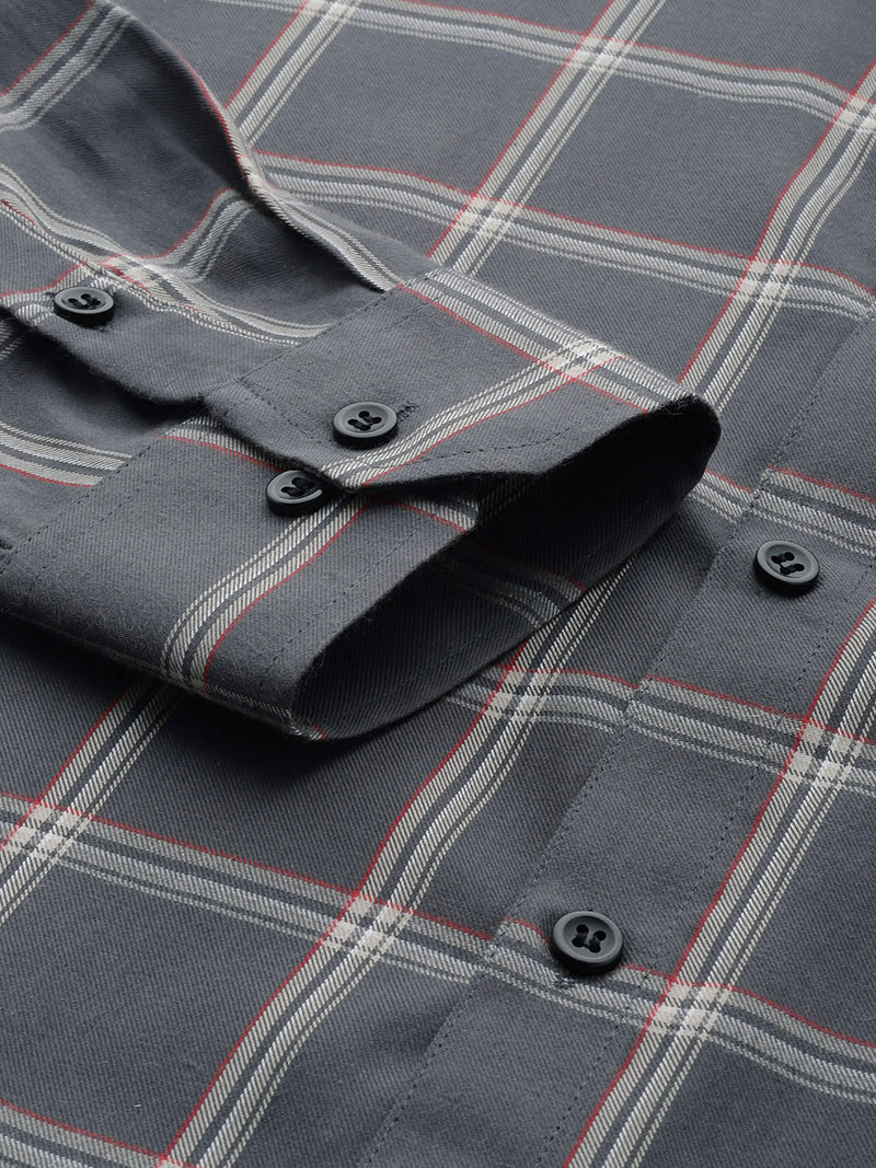 DENNISON Smart Windowpane Checks Formal Shirt