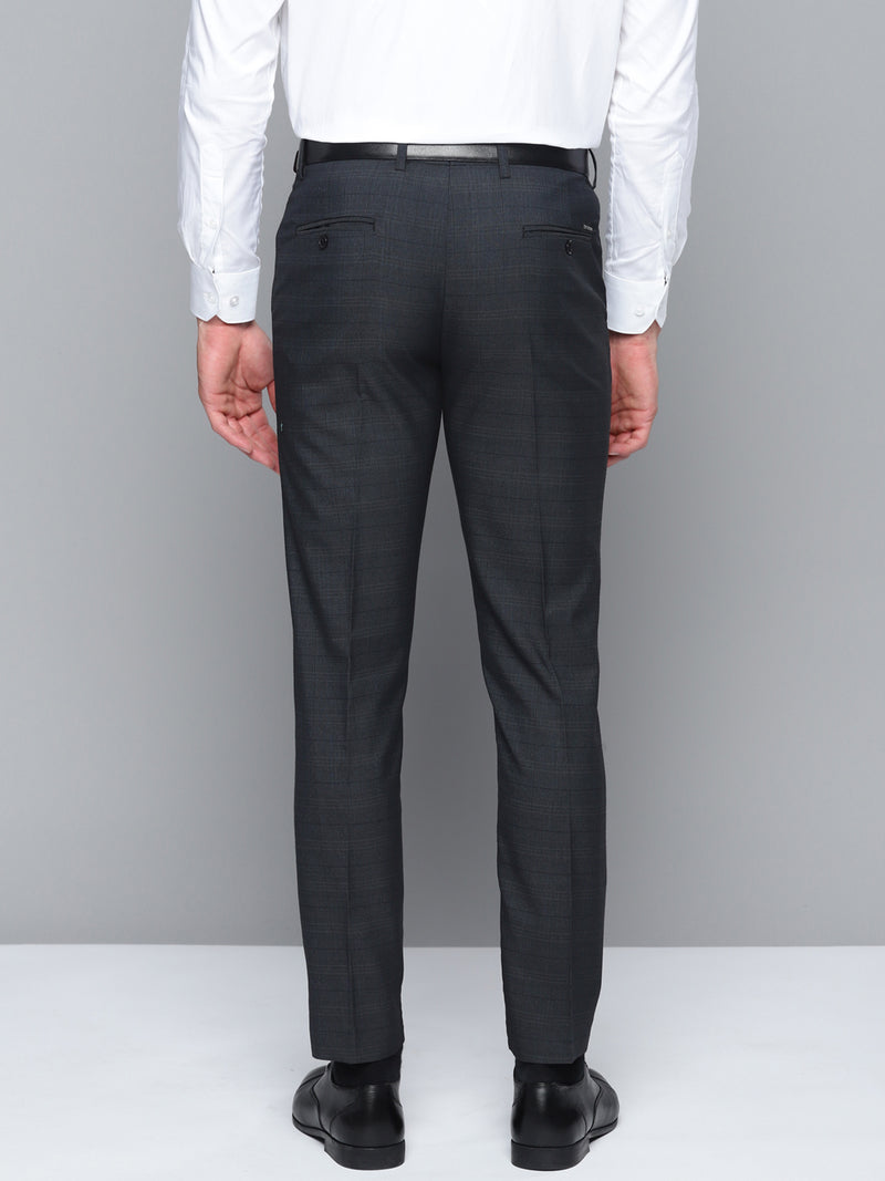 DENNISON Men Smart Self Design Tapered Fit Formal Trousers
