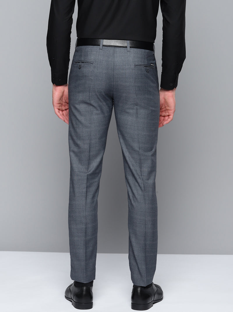DENNISON Men Smart Self Design Tapered Fit Formal Trousers