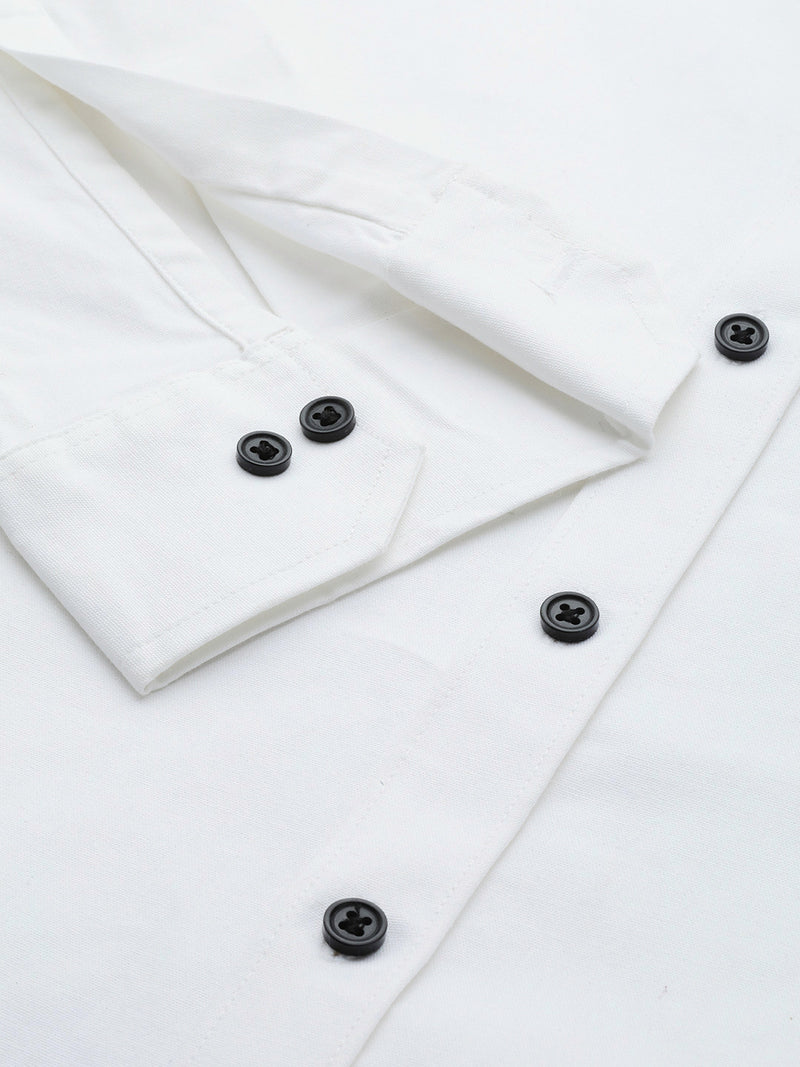 DENNISON Men White Solid Pure Cotton Smart Slim Fit Casual Shirt