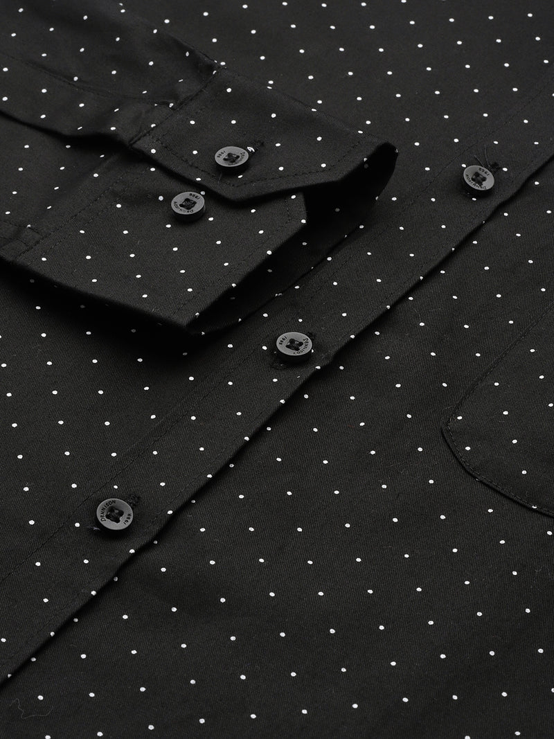 Black: Smart Polka Dots Printed Shirt