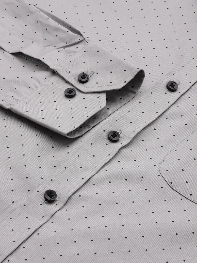 Grey: Polka Dots Printed Shirt