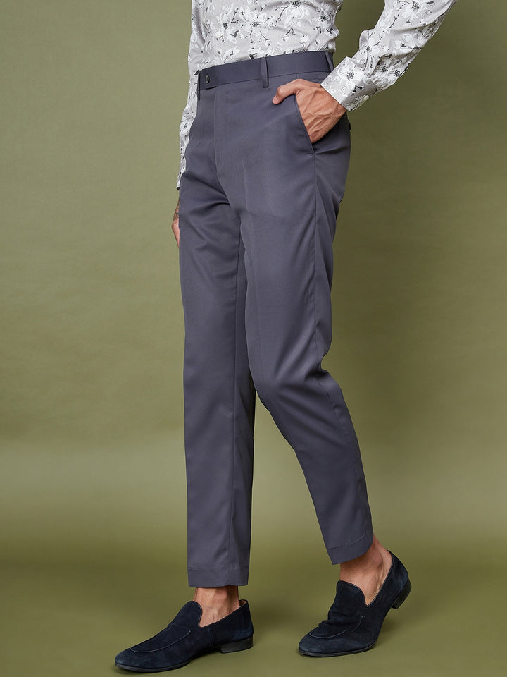 DENNISON Men Smart Mid-Rise Easy Wash Formal Trousers