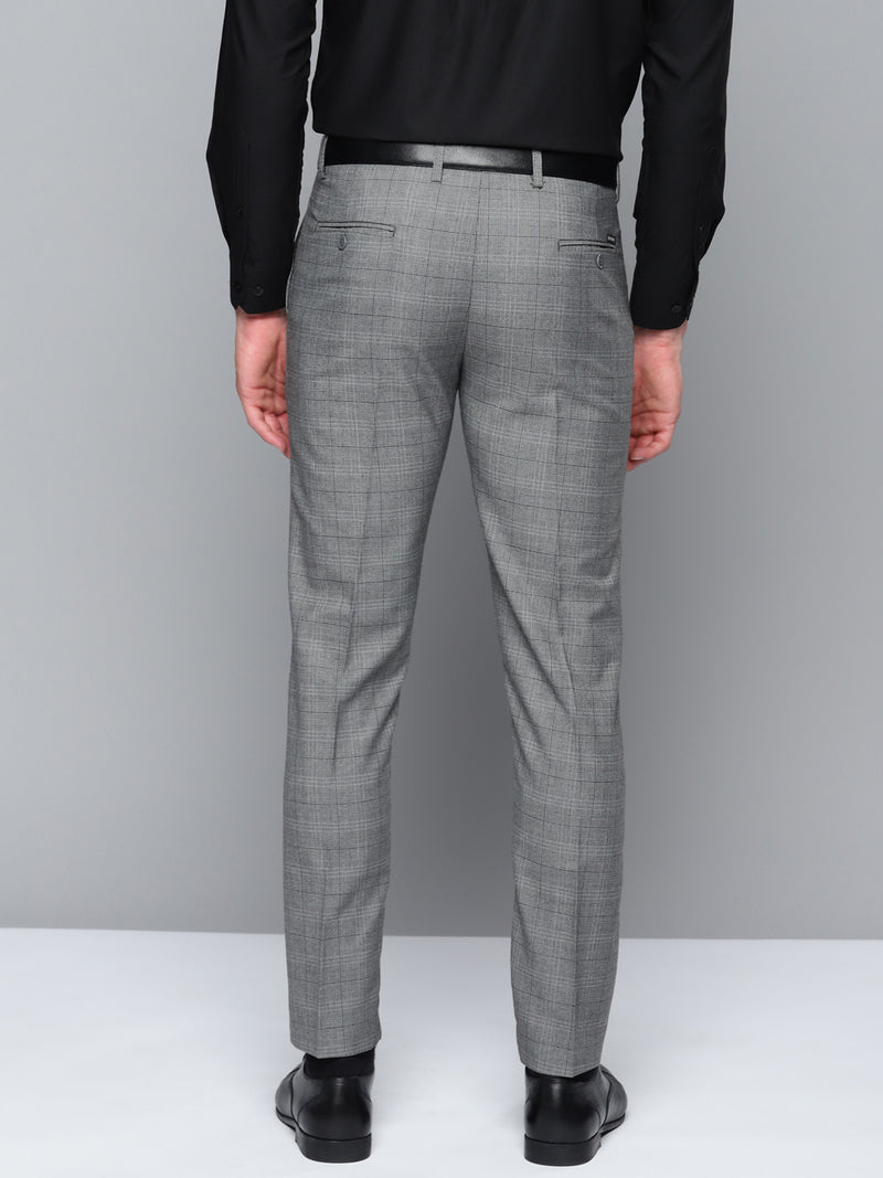 DENNISON Men Smart Self Design Tapered Fit Formal Trousers