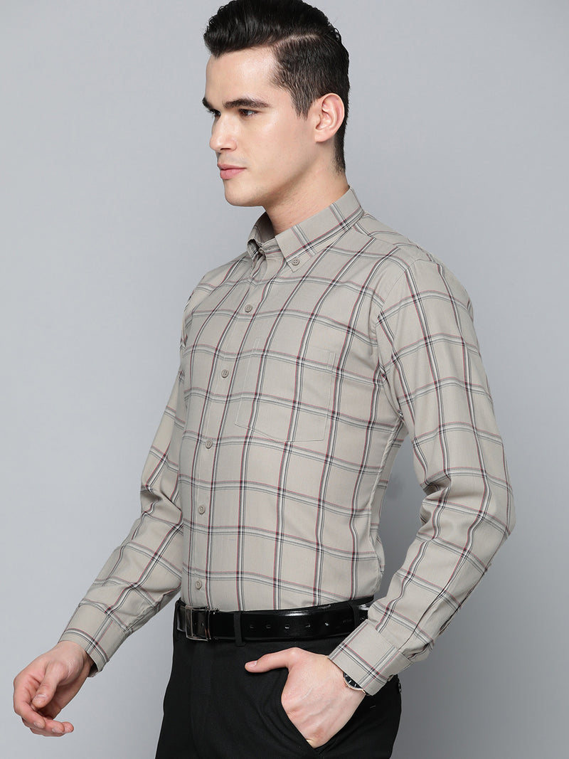 DENNISON Men Smart Windowpane Checks Formal Shirt