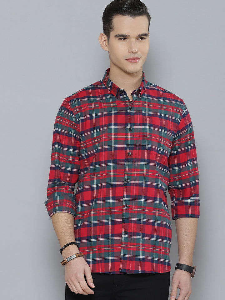 Men Smart Tartan Checked Cotton Casual Shirt