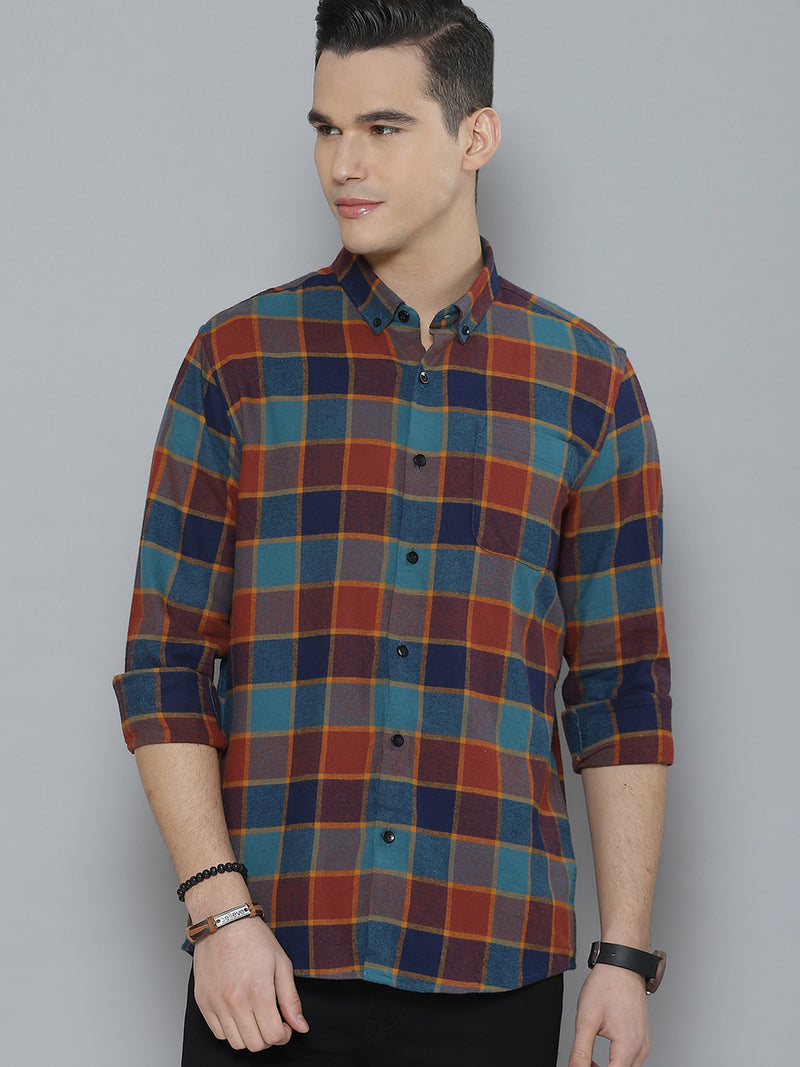 Men Smart Tartan Checked Casual Shirt