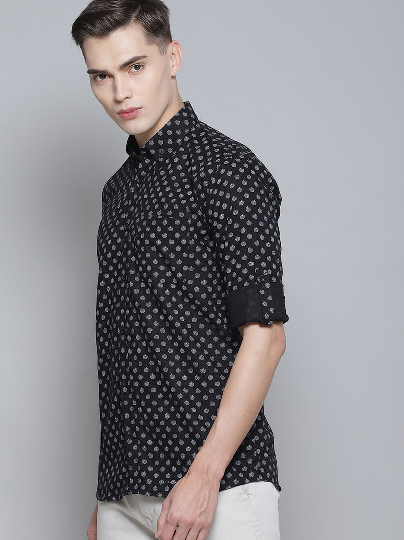 Black And White: Printed Formal Shirt