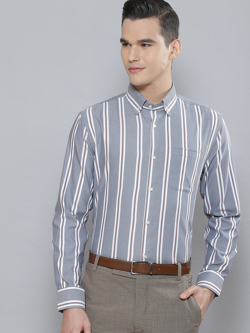 Men Smart Striped Cotton Formal Shirt