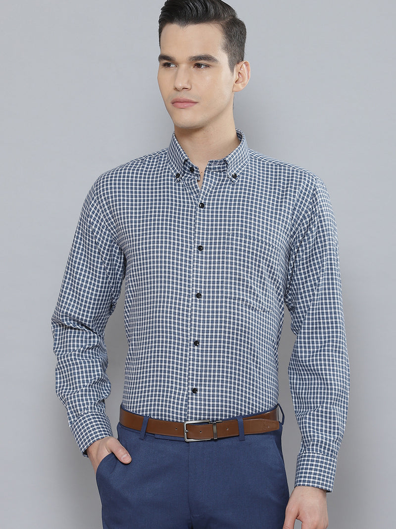 Men Smart Shepherd Checked Cotton Formal Shirt