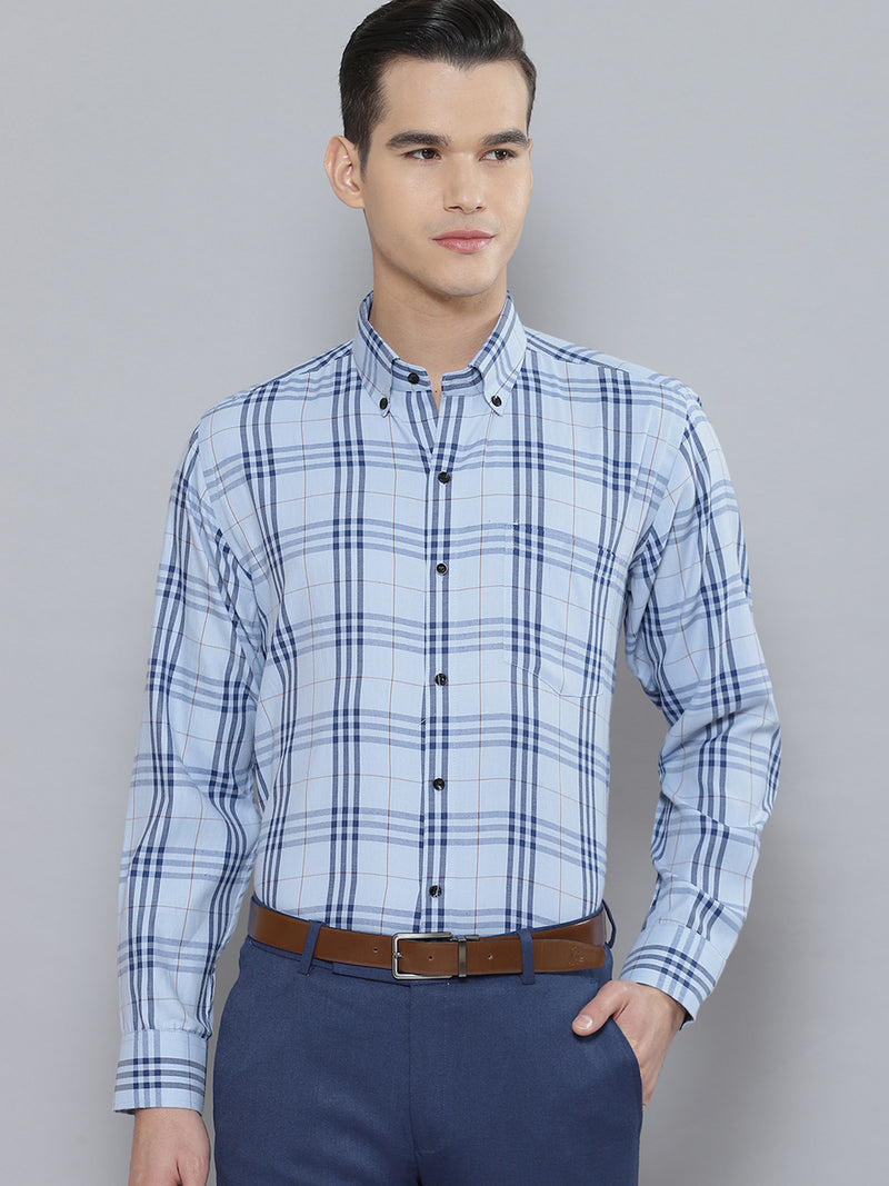 Men Smart Tartan Checked Cotton Formal Shirt