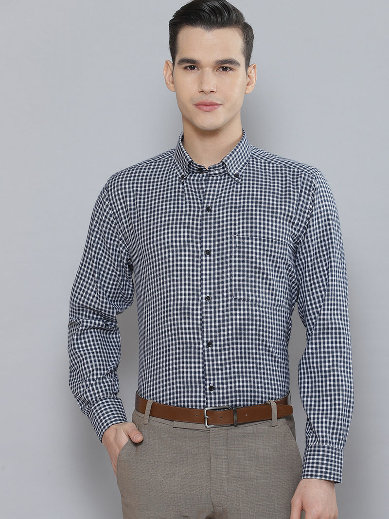 Men Smart Shepherd Checked Cotton Formal Shirt