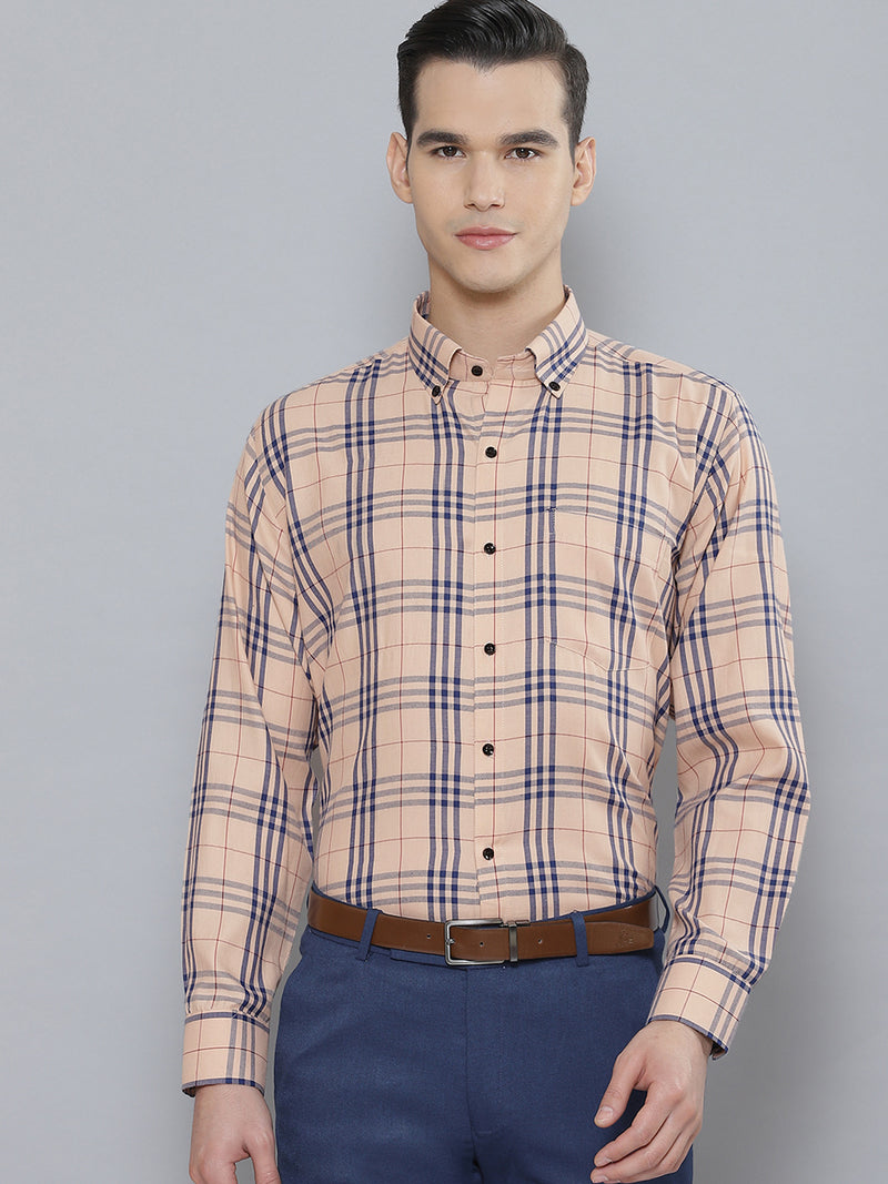 Men Smart Tartan Checked Cotton Formal Shirt