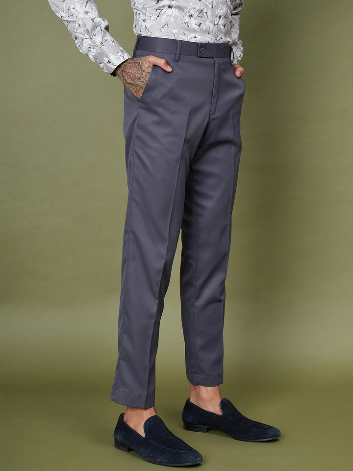 DENNISON Men Smart Mid-Rise Easy Wash Formal Trousers