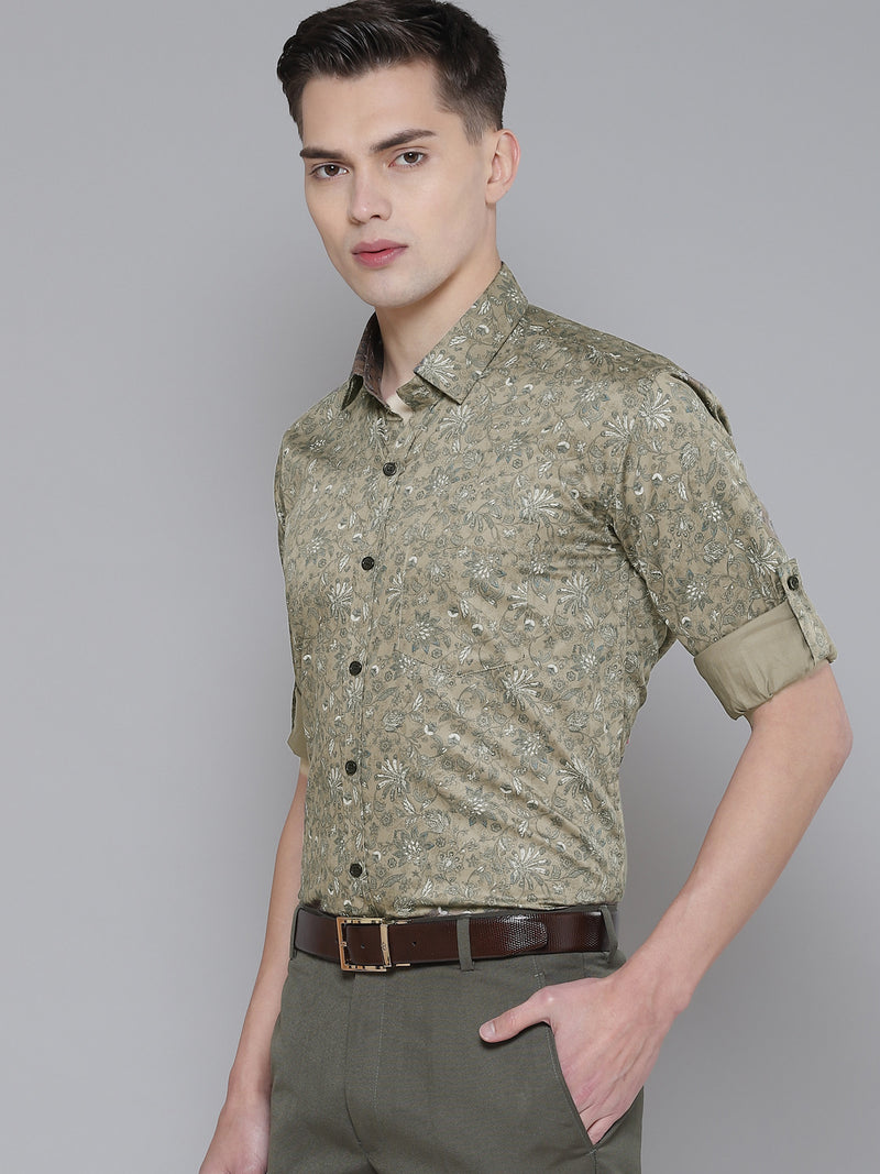 DENNISON Men Brown Smart Slim Fit Printed Formal Shirt