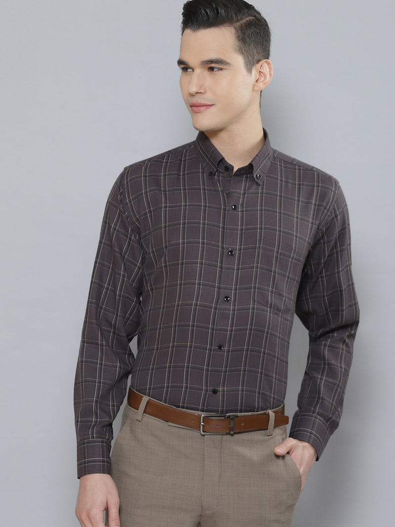 Men Smart Tartan Checked Cotton Formal Shirt