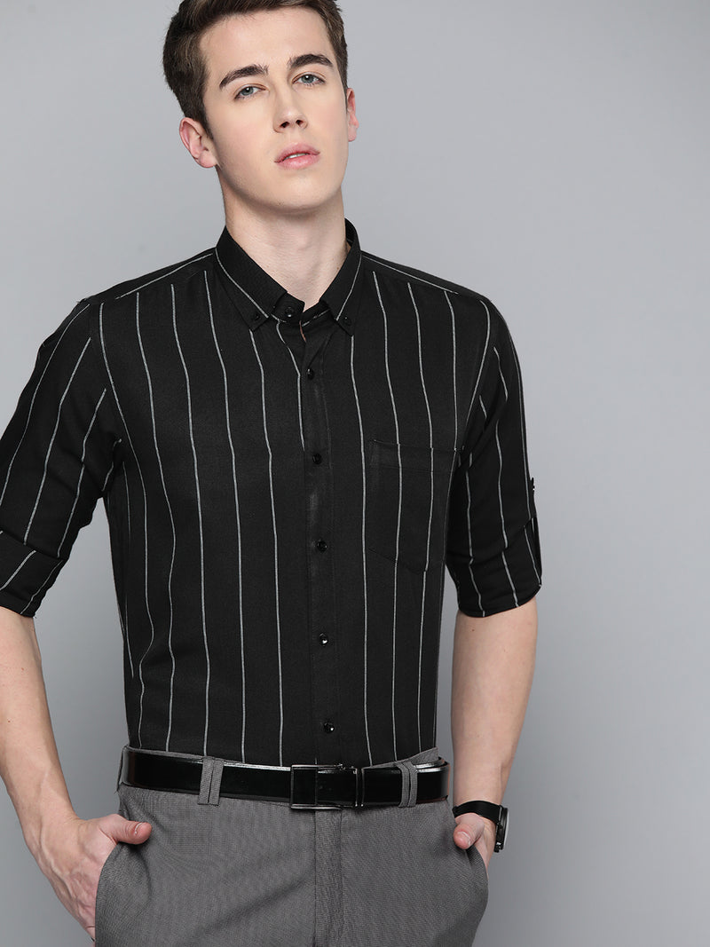 Men Smart Slim Fit Striped Formal Shirt