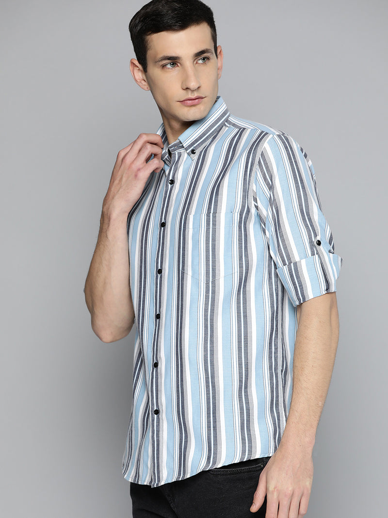 Blue: Striped Formal Shirt