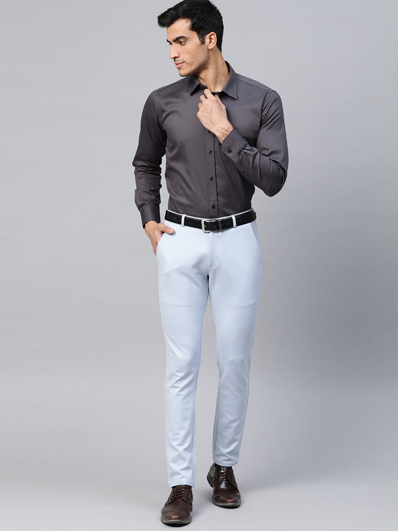 Blue: Wrinkle Free Stretchable Knitted Chinos