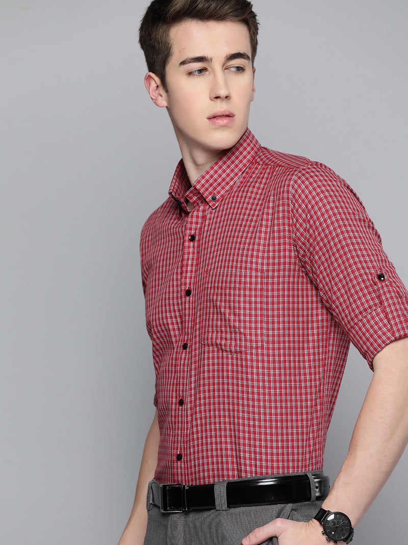Smart Slim Fit Gingham Checks Formal Shirt
