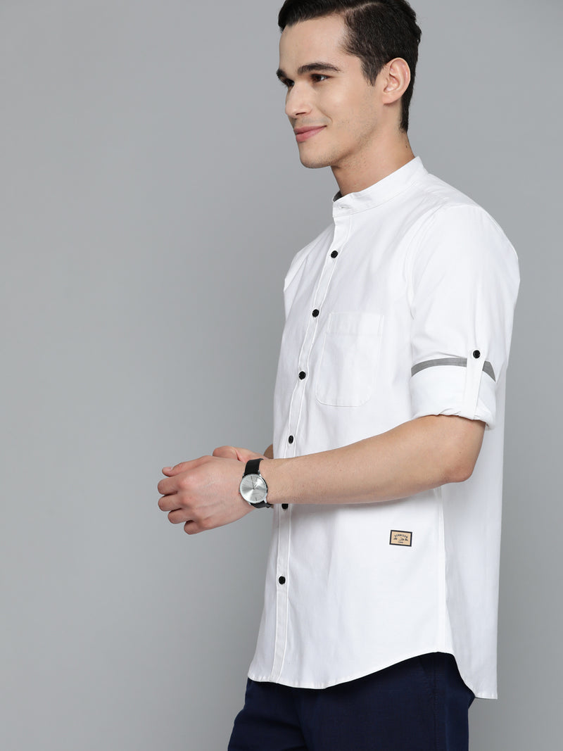 DENNISON Men White Smart Slim Fit Casual Shirt
