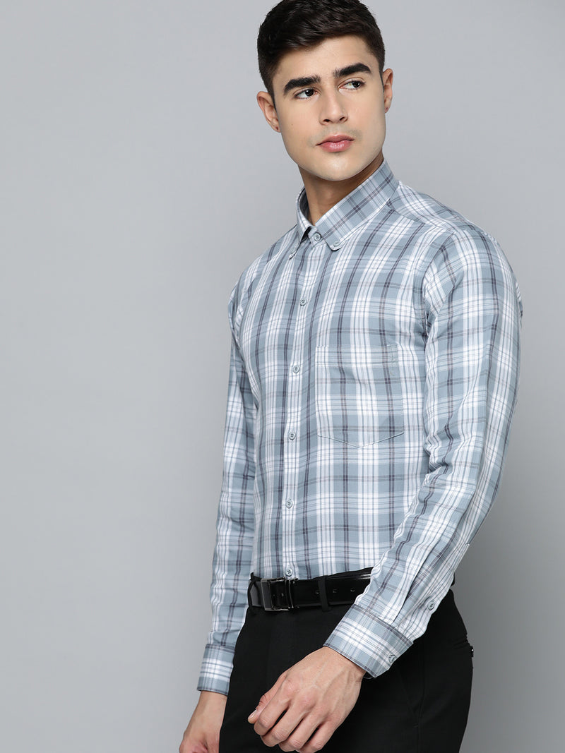 DENNISON Smart Regular Fit Tartan Checks Formal Shirt
