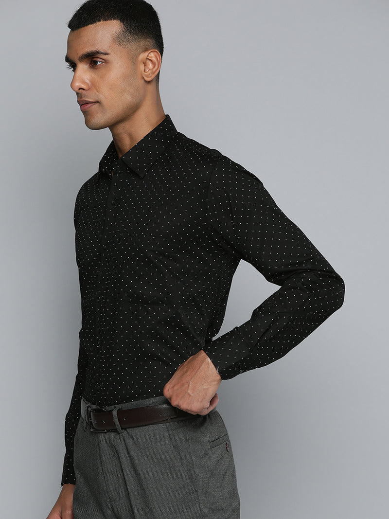 Black: Smart Polka Dots Printed Shirt