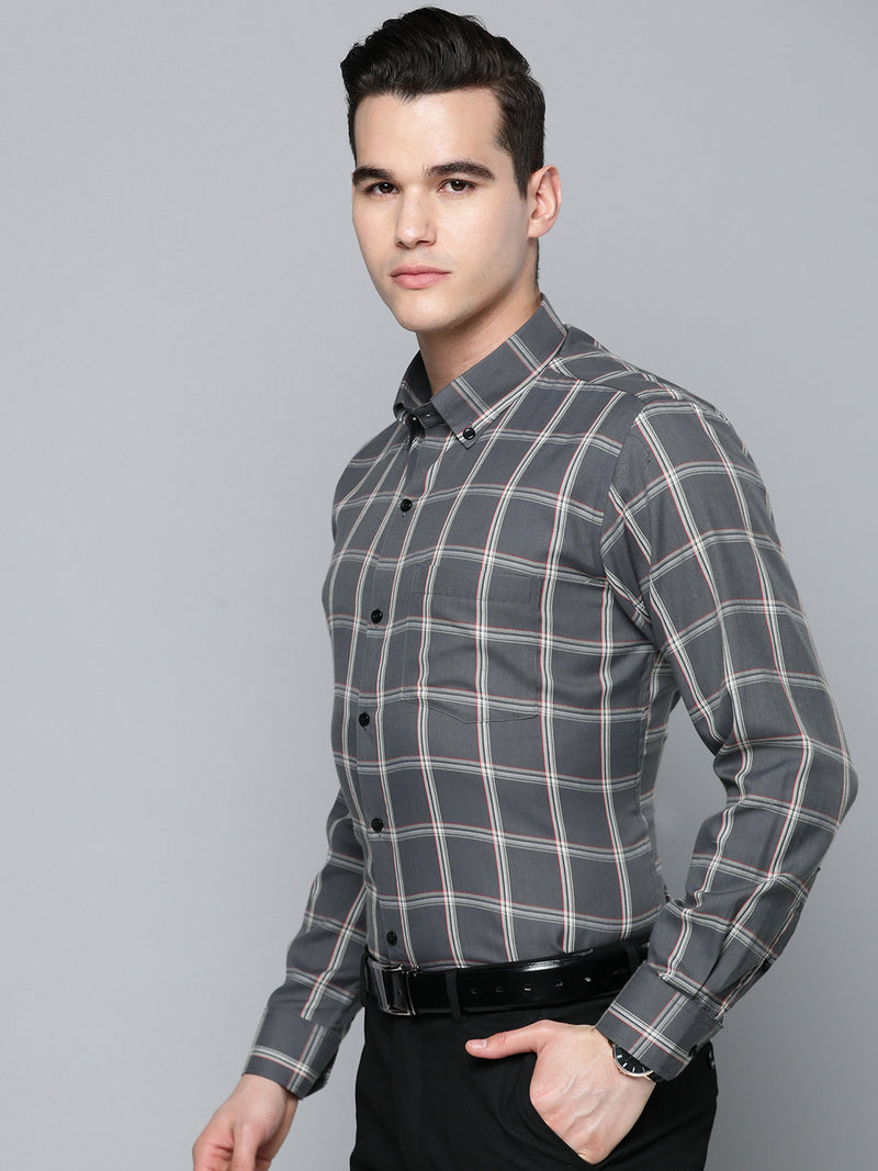 DENNISON Smart Windowpane Checks Formal Shirt