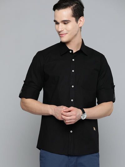 DENNISON Men Black Smart Slim Fit Casual Shirt