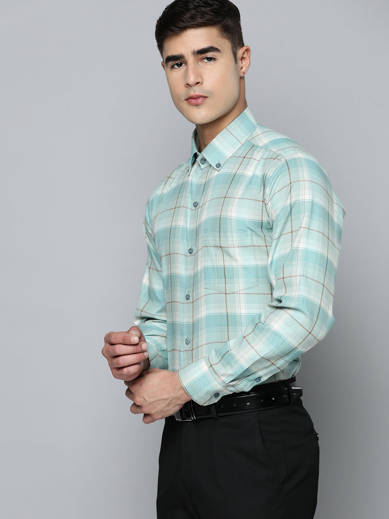 DENNISON Smart Regular Fit Tartan Checks Formal Shirt