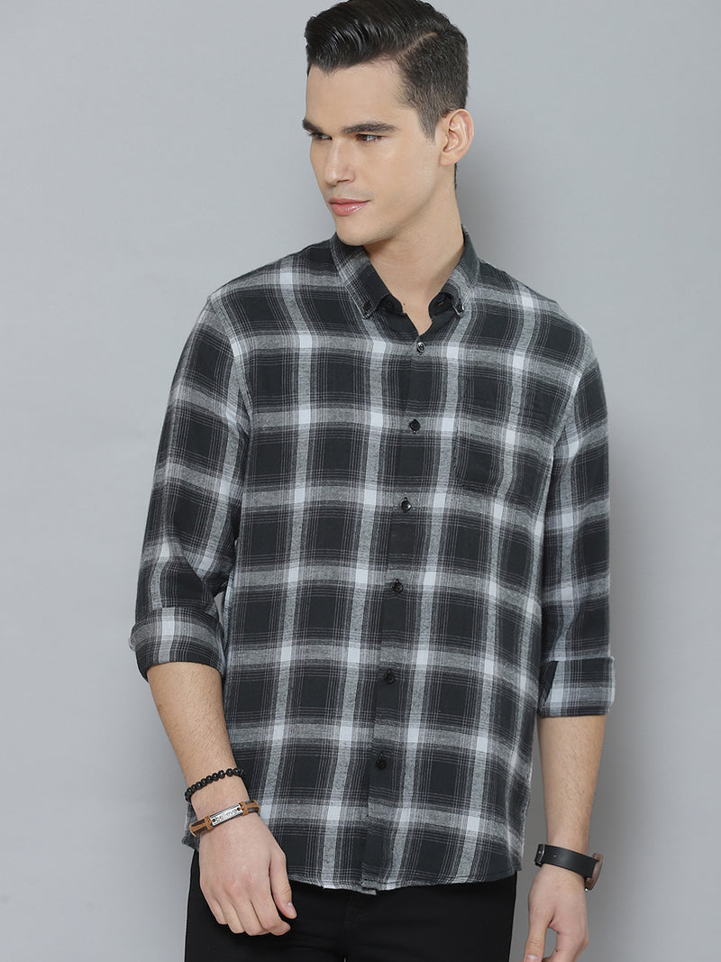 Men Smart Tartan Checked Cotton Casual Shirt