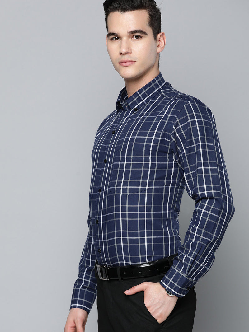 Blue: Tartan Checks Formal Shirt