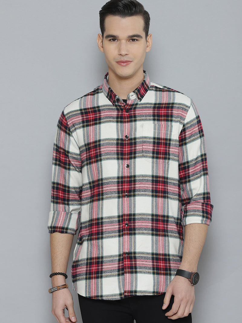 Men Smart Tartan Checked Cotton Casual Shirt