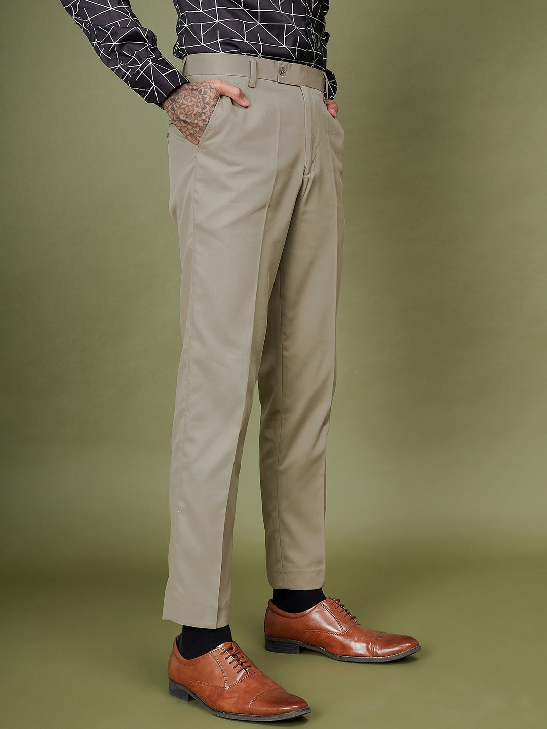 J. Ferrar Mens Slim Fit Flat Front Pant, Color: Brown Heather - JCPenney