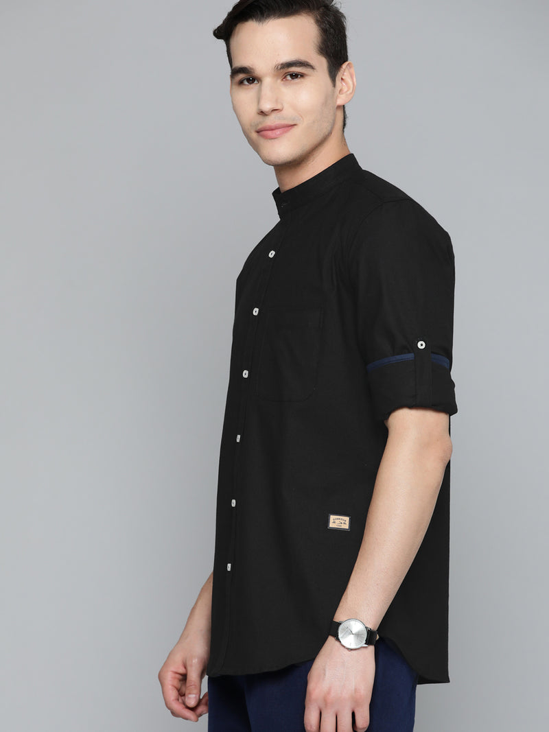 DENNISON Men Black Smart Slim Fit Casual Shirt