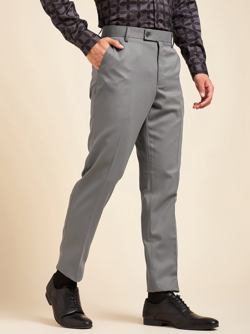 DENNISON Men Flat-Front Mid-Rise Formal Trousers