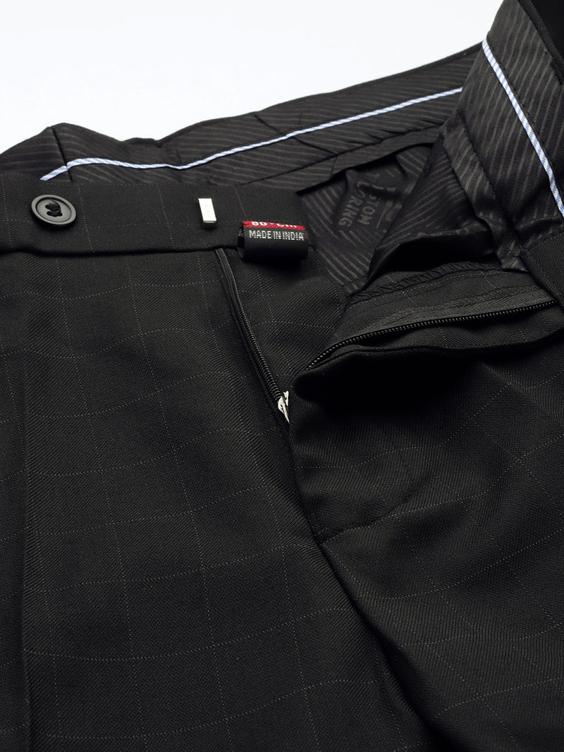 DENNISON Men Smart Checked Tapered Fit Formal Trousers