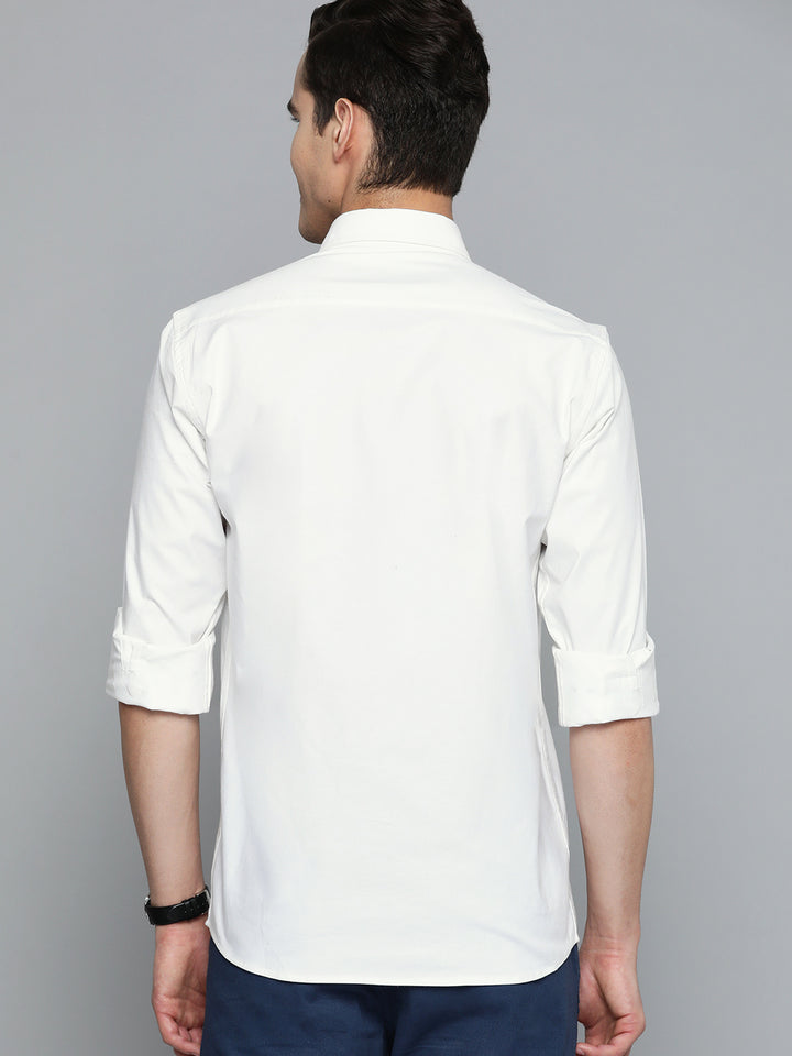 DENNISON Men White Smart Slim Fit Casual Shirt