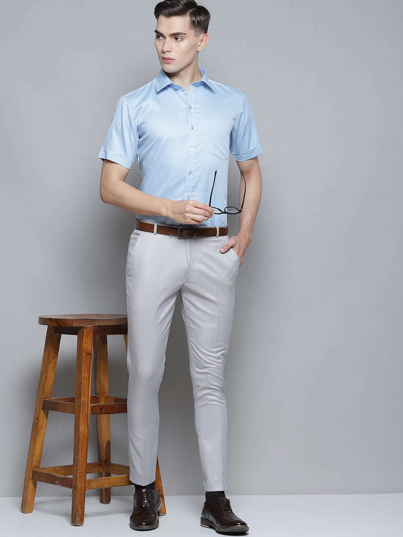 Men Blue Smart Slim Fit Opaque Formal Shirt